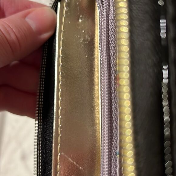 Betsy Johnson Black & Gold Large Patent Leather Wristlet - Picture 8 of 8